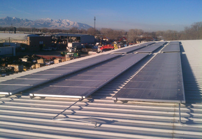Solar panels on a Utah Metal Works roof